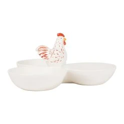 Comptoir De Famille Plat Aperitif En Porcelaine Blanc Et Rouge - Margotte Blanc Et Rouge