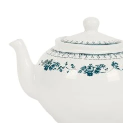 Comptoir De Famille Theiere Anglaise En Faïence Blanc Et Bleu Ancien - Faustine -Côté Table Store 201506 DET03 WEB