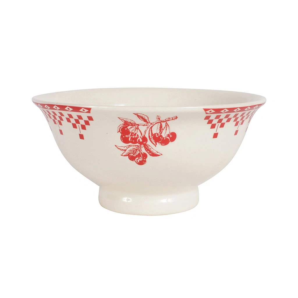 Comptoir De Famille Compotier En Faïence Blanc Et Rouge - Damier 3 Comptoir De Famille Compotier En Faïence Blanc Et Rouge - Damier