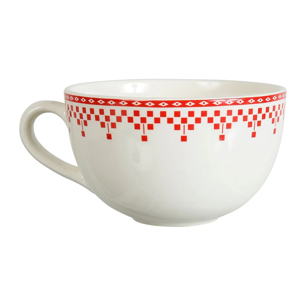Comptoir De Famille Tasse Et Sous-tasse En Faïence Damier Rouge - Campagne 4 Comptoir De Famille Tasse Et Sous-tasse En Faïence Damier Rouge - Campagne – Image 2
