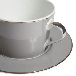 Côté Table Tasse Et Sous-tasse En Porcelaine Gris Et Platine - Ginger -Côté Table Store 29111 DET02 WEB