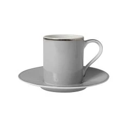 Côté Table Tasse à Café Et Sous-tasse En Porcelaine Gris Et Platine - Ginger