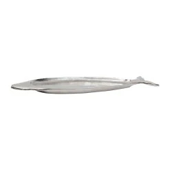 Côté Table Plat Poisson Ocean Gris Argente 59x17cm En Aluminium Et Nickel -Côté Table Store 37657 DET02 WEB