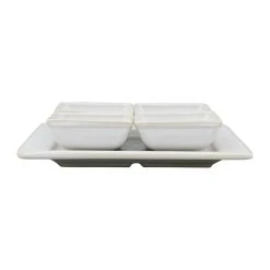 Côté Table Lot De 4 Coupelles Avec Plat En Grès Réactif Blanc - Flore
