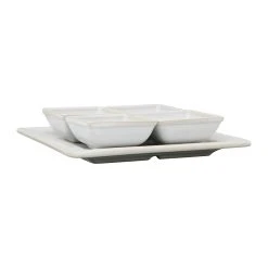 Côté Table Lot De 4 Coupelles Avec Plat En Grès Réactif Blanc - Flore -Côté Table Store 37877 DET01 WEB