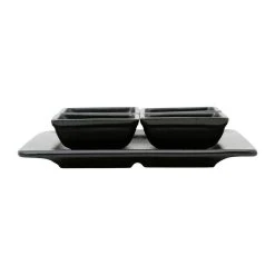 Côté Table Lot De 4 Coupelles Avec Plat En Grès Noir Mat - Flore