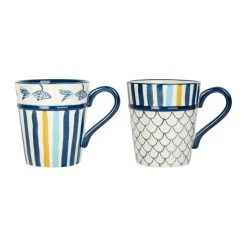 Jardin D'Ulysse Lot De 2 Mugs En Grès Bleu Marine - Un été à La Mer