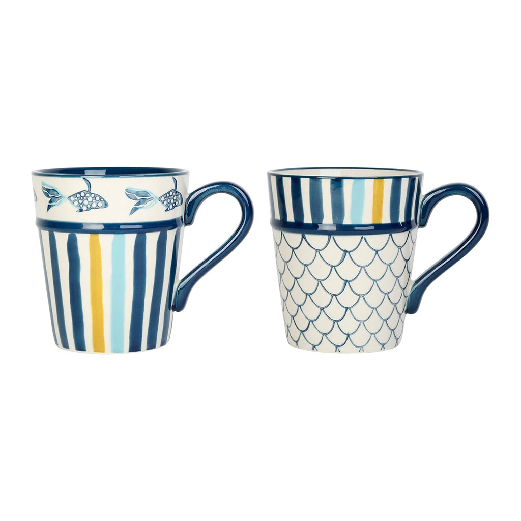 Jardin D'Ulysse Lot De 2 Mugs En Grès Bleu Marine - Un été à La Mer 3 Jardin D'Ulysse Lot De 2 Mugs En Grès Bleu Marine - Un été à La Mer