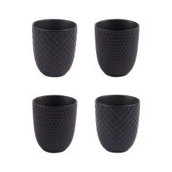 Table Passion Lot De 4 Gobelets En Porcelaine Noir Mat