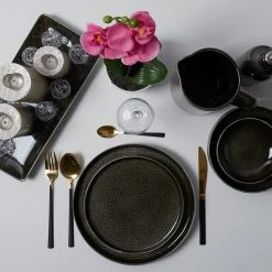 Home Déco Factory Assiette Plate En Grès Noir D26cm -Côté Table Store 626728 FRN04 WEB