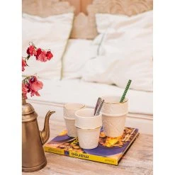 Chabi Chic Tasse Blanche, Liseré Doré D7.5xh7cm - Beldi Empreinte -Côté Table Store 646136 FRN04 WEB