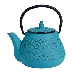 SEMA DESIGN Théière En Fonte Turquoise Et Anse Dorée - Vagues