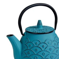 SEMA DESIGN Théière En Fonte Turquoise Et Anse Dorée - Vagues -Côté Table Store 72631 DET02 WEB