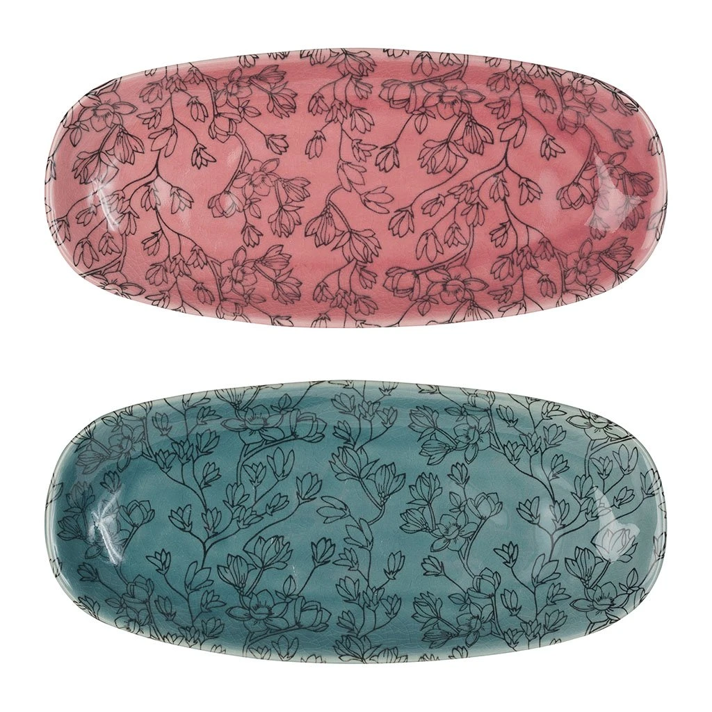 SEMA DESIGN Lot De 2 Plats En Grès Rose Et Bleu - Cerisia 3 SEMA DESIGN Lot De 2 Plats En Grès Rose Et Bleu - Cerisia