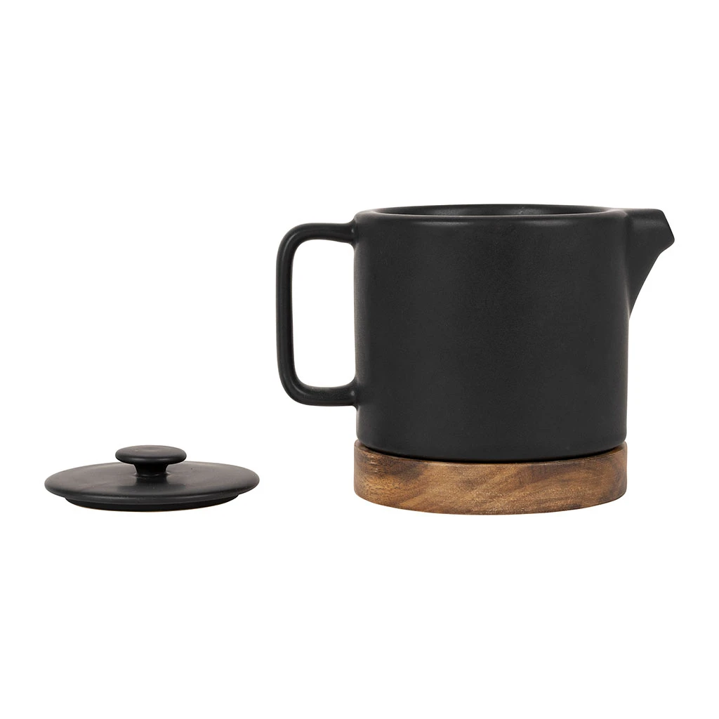 SEMA DESIGN Théière En Grès Noir Mat Et Bois - Nordika 4 SEMA DESIGN Théière En Grès Noir Mat Et Bois - Nordika – Image 2
