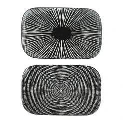 SEMA DESIGN Plat Rectangle X2 Cosmos Noir Et Blanc En Porcelaine