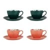 SEMA DESIGN Tasse The Et Sous-tasse X4 Cof Pep's Pop Emeraude Et Corail 25cl -Côté Table Store 74690 DEB WEB