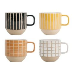 SEMA DESIGN Lot De 4 Tasses En Grès Multicolore - Courba