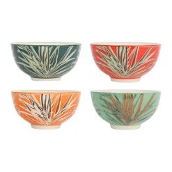 SEMA DESIGN Lot De 4 Bols En Grès Vert Et Orange 70cl - Tropic'art