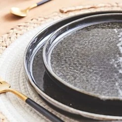 Home Déco Factory Assiette Plate En Grès Noir D26cm -Côté Table Store 75d14 amb rentree2021 0839 hd