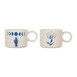 SEMA DESIGN Lot De 2 Tasses à Thé En Grès Créme Et Indigo - Visionnary