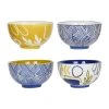 SEMA DESIGN Lots De 4 Bols En Grès Bleu Et Moutarde 35cl - Arty Folk -Côté Table Store 76444 DEB WEB
