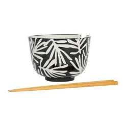 SEMA DESIGN Bols Baguettes (x2) Arty Folk Blanc Et Noir En Gres Et Bambou -Côté Table Store 76446 DET01 WEB