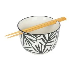 SEMA DESIGN Bols Baguettes (x2) Arty Folk Blanc Et Noir En Gres Et Bambou -Côté Table Store 76446 DET02 WEB