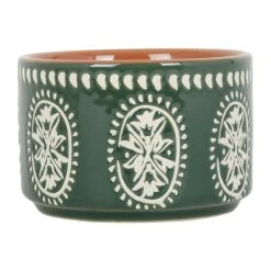 SEMA DESIGN Lot De 3 Coupelles En Grès Et Plateau Terracotta, Vert Et Blanc - Romance Vegetal -Côté Table Store 76600 DET03 WEB