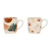 SEMA DESIGN Mugs X2 Terracotta Et Vert 30cl En Porcelaine - Sweet Leaves -Côté Table Store 76893 DEB WEB