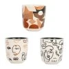 SEMA DESIGN Gobelets X3 Visage Beige Et Brun 10cl En Grès - Terre Brulée -Côté Table Store 76977 DEB WEB