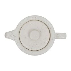 SEMA DESIGN Théière Avec Filtre Blanc Moucheté 1.15l En Grès Et Dessous En Bois - Nordika -Côté Table Store 76989 DET03 WEB