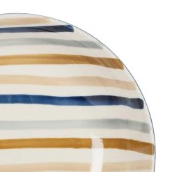 SEMA DESIGN Coupes X2 Rayé Bleu Et Beige D22cm En Grès - Blue Sand -Côté Table Store 77009 DET02 WEB