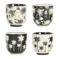 SEMA DESIGN Gobelets X4 Palmier Vert Foncé 17.5cl En Grès - Palmea