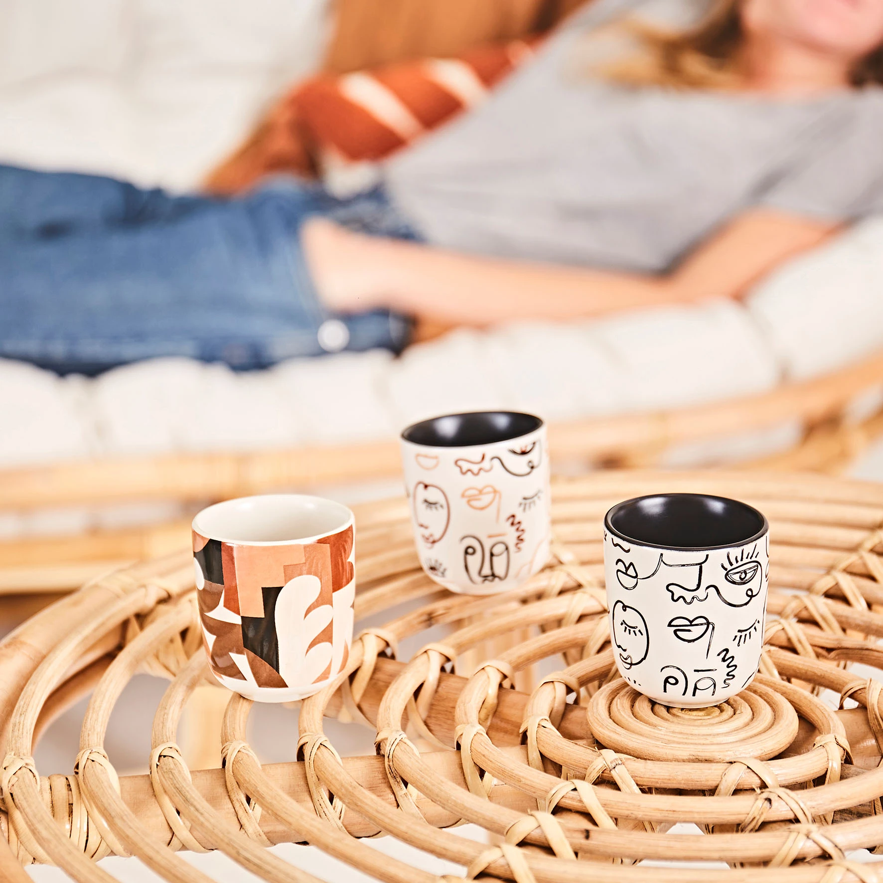 SEMA DESIGN Gobelets X3 Visage Beige Et Brun 10cl En Grès - Terre Brulée 5 SEMA DESIGN Gobelets X3 Visage Beige Et Brun 10cl En Grès - Terre Brulée – Image 3